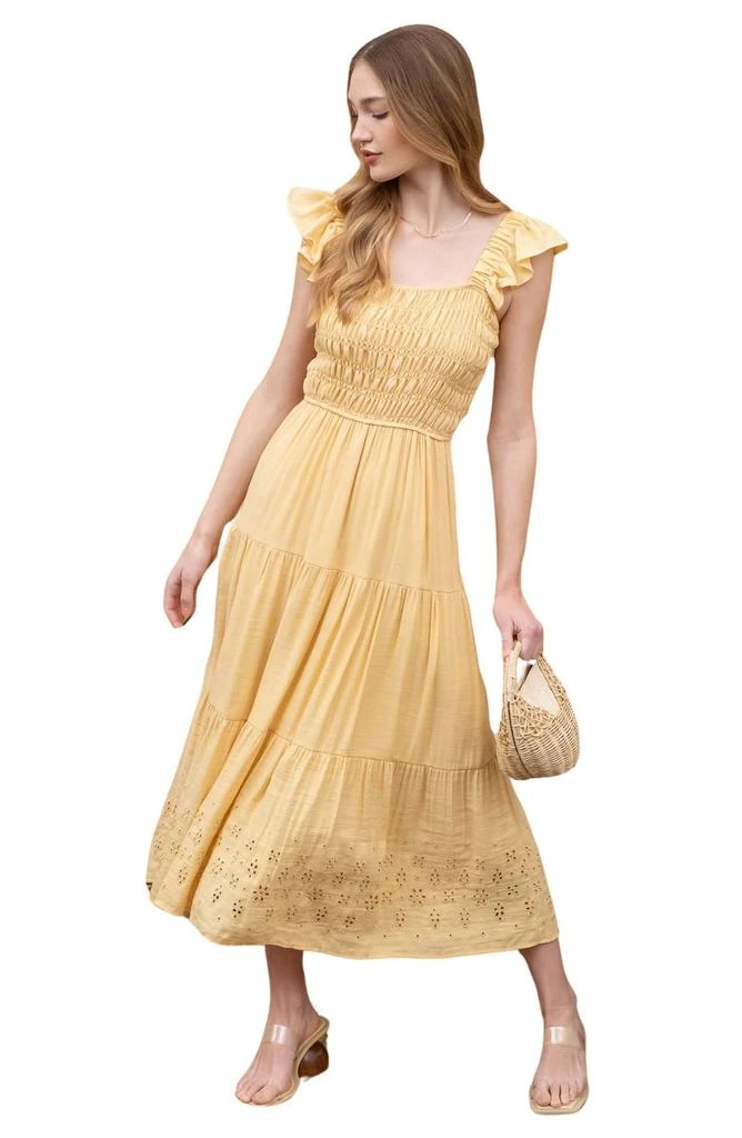 Blu Pepper Eyelet Flutter Sleeve Midi Dress 4