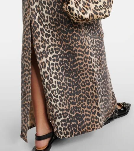 Ganni Leopard-print denim maxi skirt 5