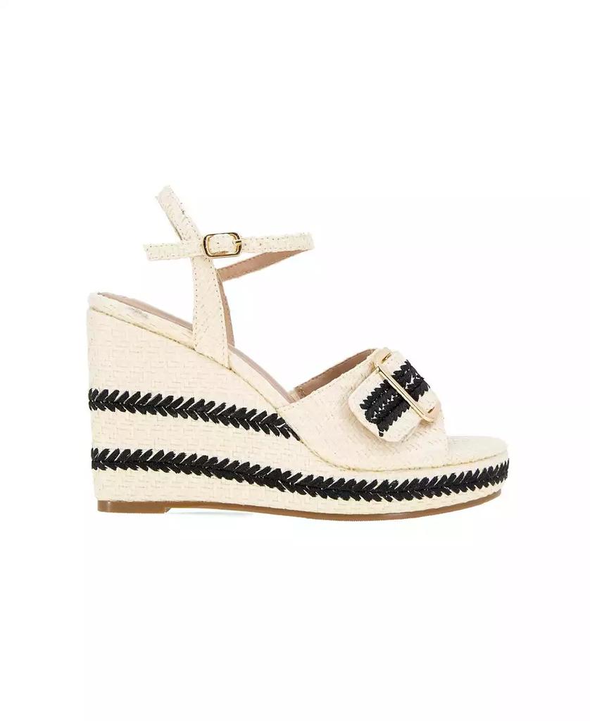 BCBG Women's Elo Buckle Detail Wedge Sandals