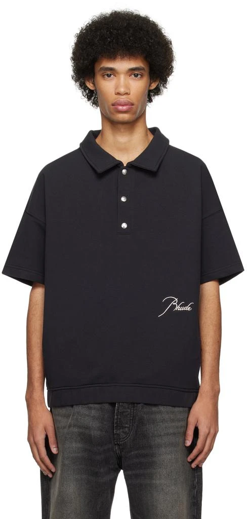 Rhude Black Embroidered Polo 1