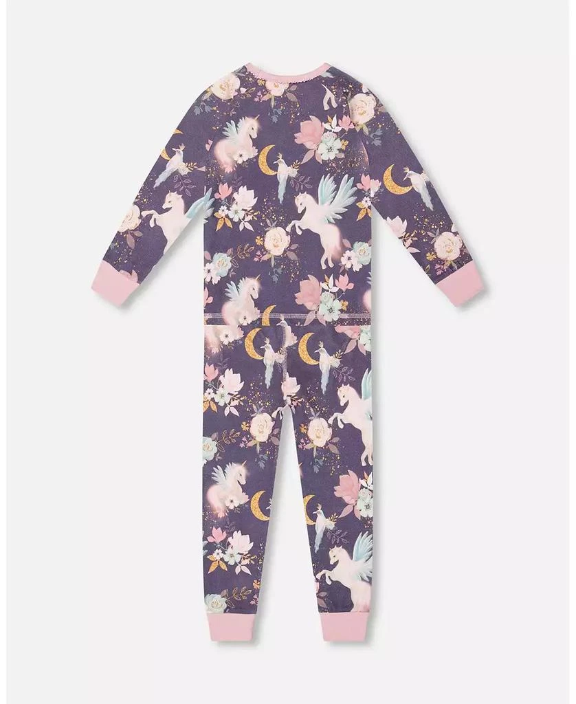 Deux par Deux Girl Cotton Two-Piece Pajamas Watercolor Unicorns - Child 3