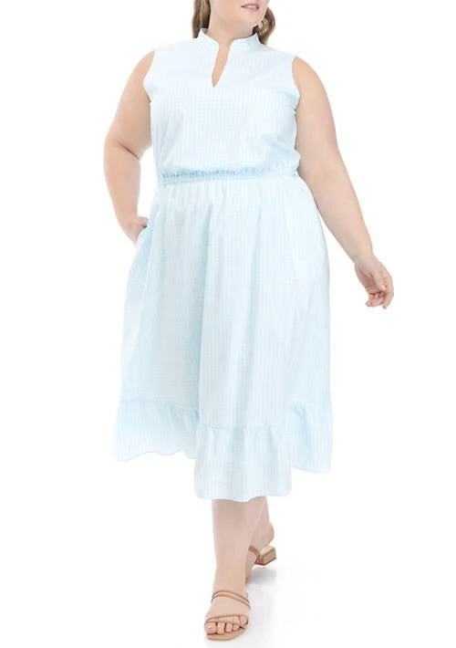 Anne Klein Klein Plus Size Gingham Pleated Dress 1