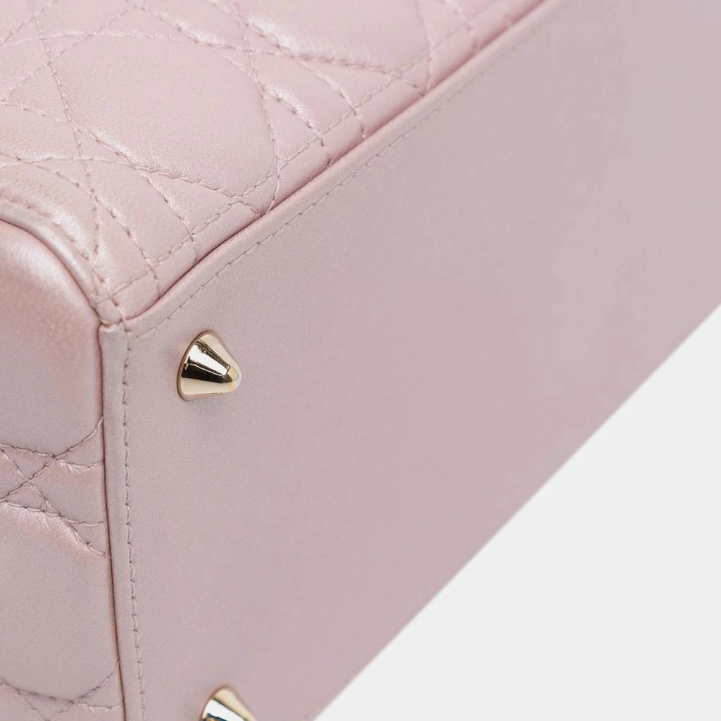 Dior Dior Pink Pearlescent Lambskin Medium Cannage Lady Dior Tote Bag 10