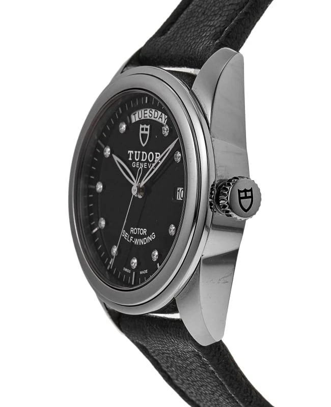 Tudor Tudor Glamour Date&Day Automatic Black Diamond Dial Leather Strap Men's Watch M56000-0083-PO 3