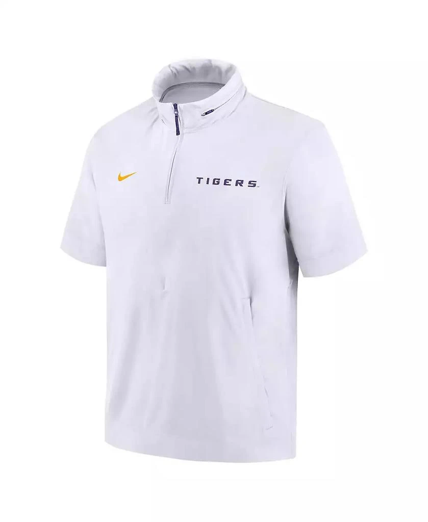 NIKE Men's White LSU Tigers 2024 Sideline Coach Short Sleeve Half-Zip Hoodie Jacket 3