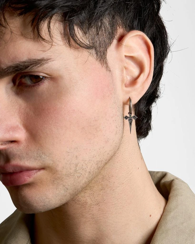 Marco Dal Maso The Cross Gothic Style Mono Black Enamel Oxidized Sterling Silver Earring, Single 2