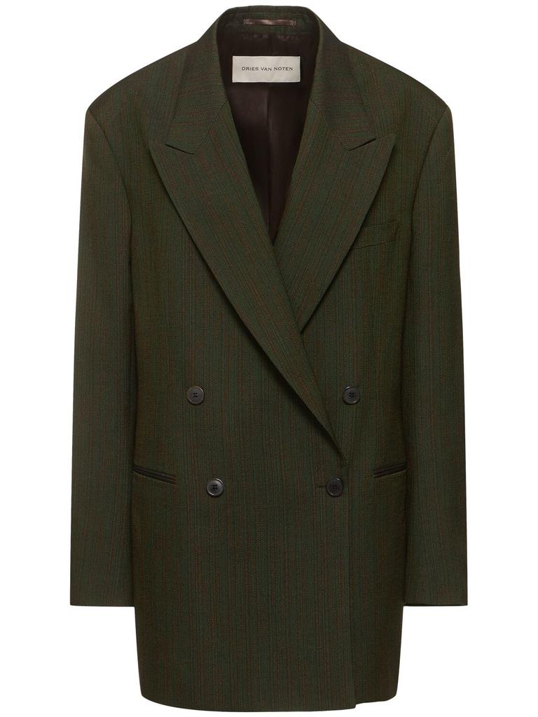 コート DRIES VAN NOTEN Midnight Blue Wool Blend Bless Coat Dries Van Noten Midnight Blue Wool Blend Bless Coat