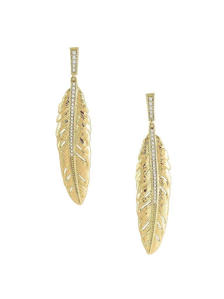 Anabel Aram Feather 18K-Gold-Plated 
Crystal Drop Earrings
