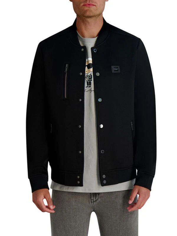 Karl Lagerfeld Paris Textured Logo Regular-Fit Bomber Jacket 4