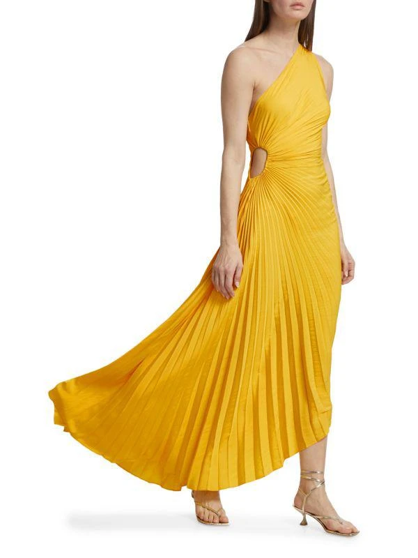 A.L.C. Delfina Pleated One Shoulder Asymmetric Gown 3