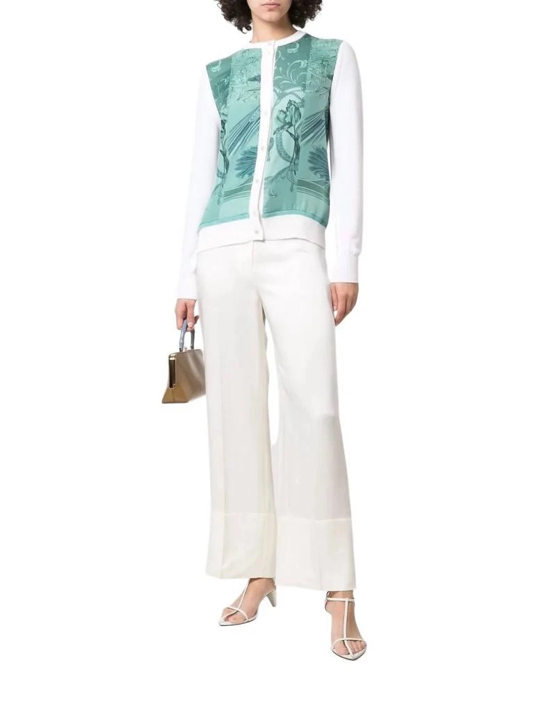 Salvatore Ferragamo Floral-Print Buttoned Cardigan In White/green 3