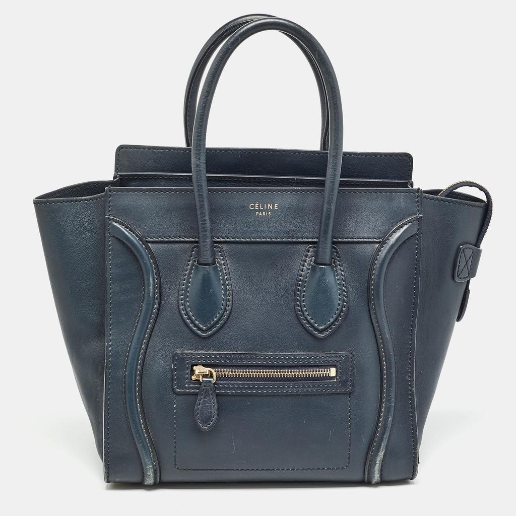 Celine Celine Navy Blue Leather Micro Luggage Tote