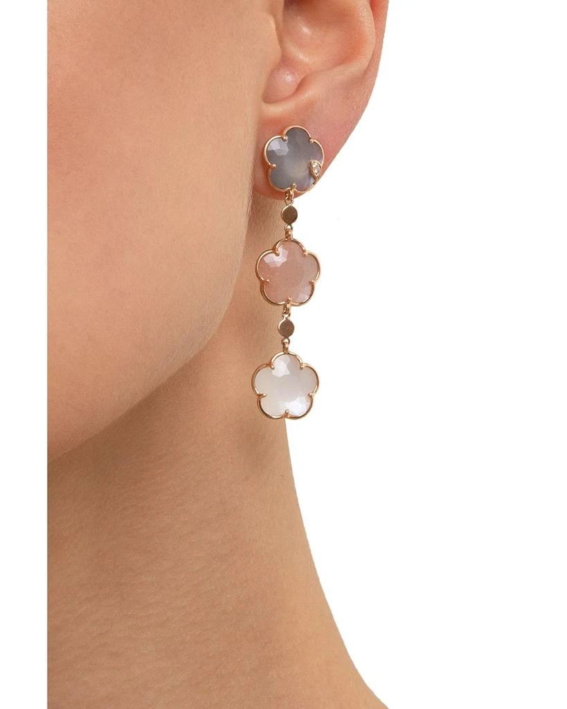 Pasquale Bruni 18K Rose Gold Bouquet Lunaire Multicolor Moonstone 
Diamond Triple Flower Drop Earrings 2
