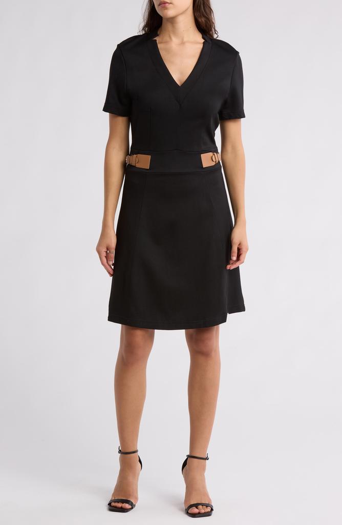 Ellen Tracy Belted Short Sleeve Fit & Flare Dress