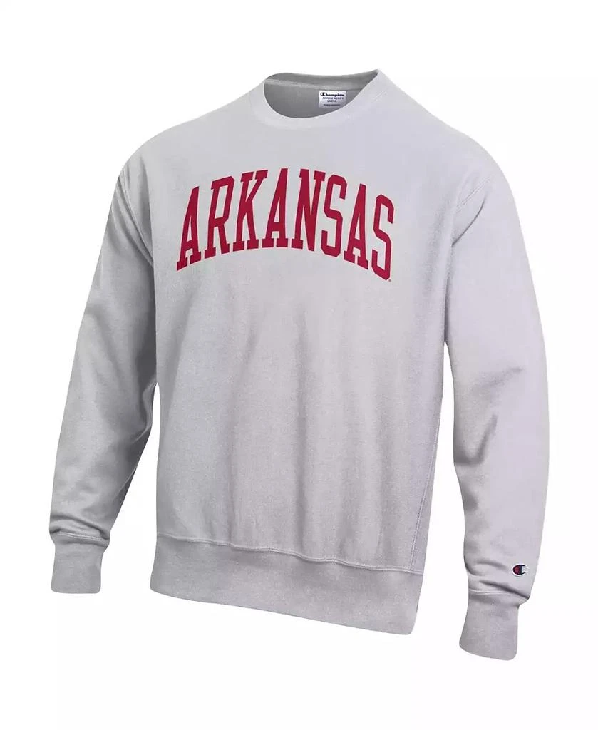 Champion Men's Ash Arkansas Razorbacks Big and Tall Reverse Weave Fleece Crewneck Pullover Sweatshirt 2