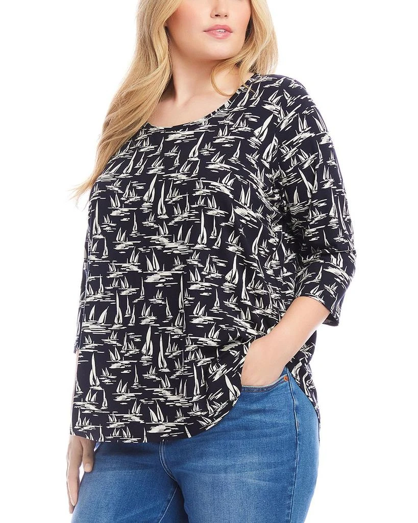 Karen Kane Plus Size 3/4 Sleeve Shirttail Top 1