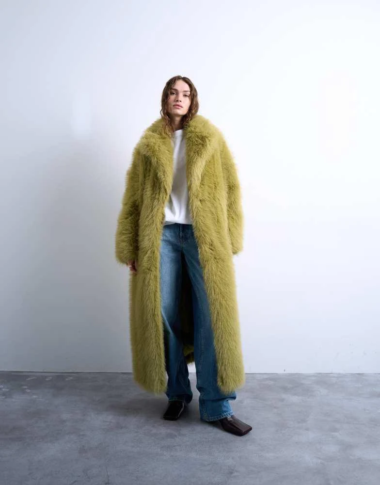 Parka Longue Cirée Topshop - Taille UK 6 - Kaki Foncé - Capuche à Fausse Fourrure - Neuf Avec étiquettes