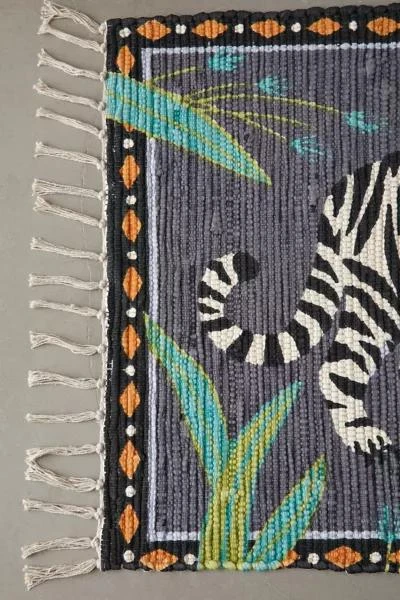 Urban Outfitters Walking Tiger Printed Rag Rug 4