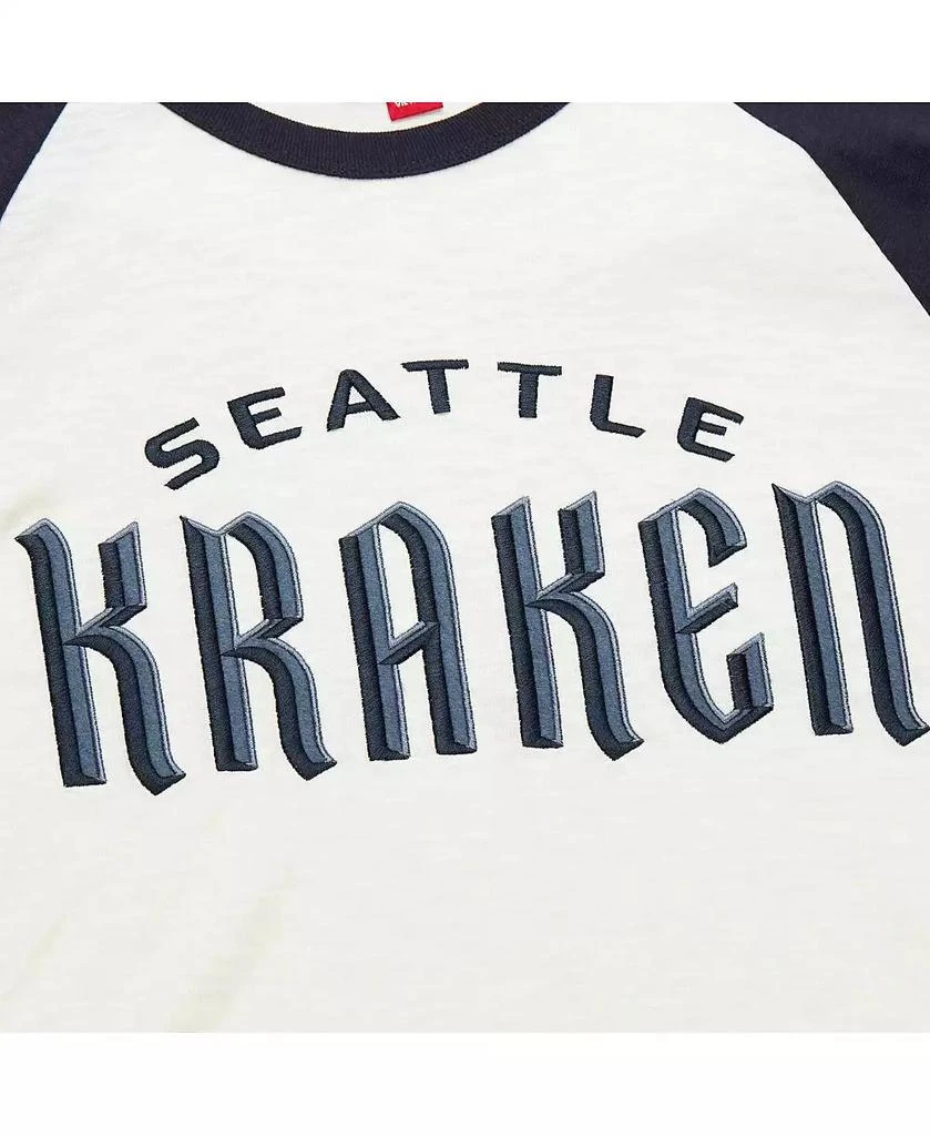 Mitchell & Ness Men's Cream Seattle Kraken Legendary Slub Vintage-Like Raglan Long Sleeve T-shirt 2