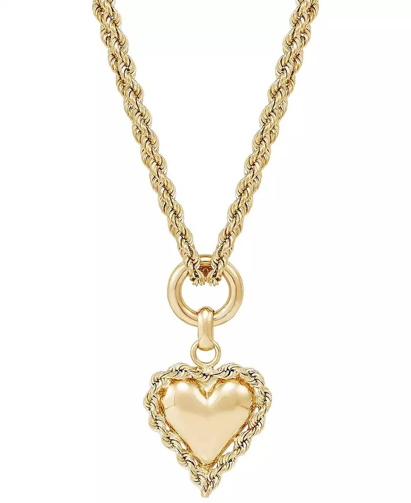 Macy
s Puff Heart Rope-Framed 18" Pendant Necklace in 10k Gold 1