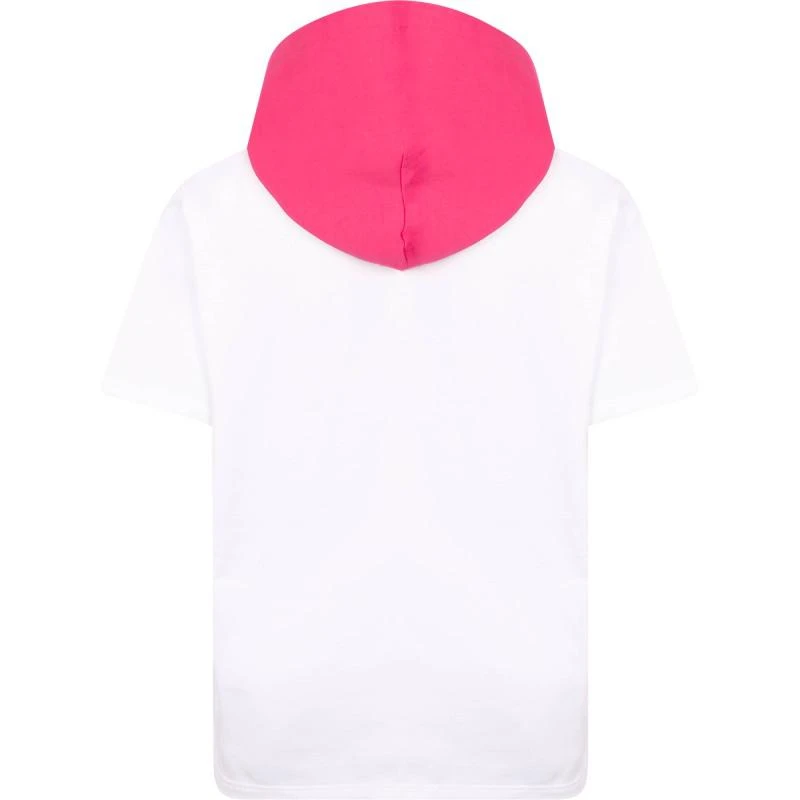 DKNY Contrasting patch pockets hooded logo t shirt in white 2