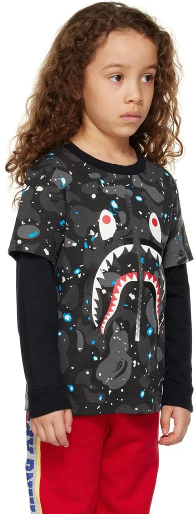 Bape Kids Black Space Camo Shark Long Sleeve T-Shirt 2