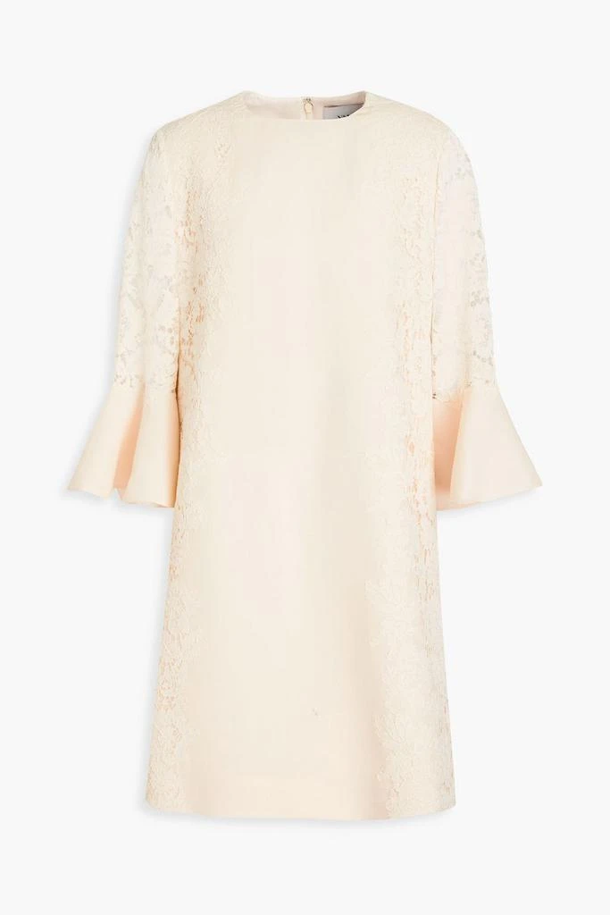Valentino Lace-paneled cotton-blend crepe mini dress 1