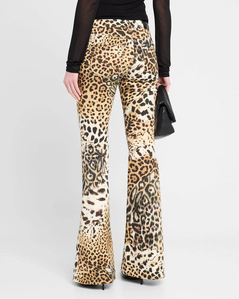 Roberto Cavalli Mid-Rise Jaguar-Print Flare Jeans 3
