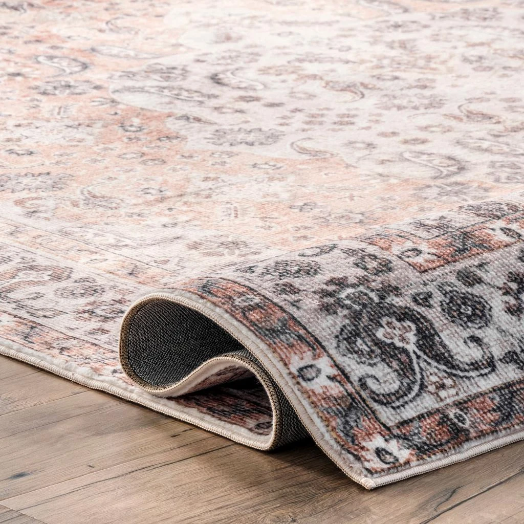 nuLOOM Jasmine Distressed Vintage Medallion Bordered Area Rug 6