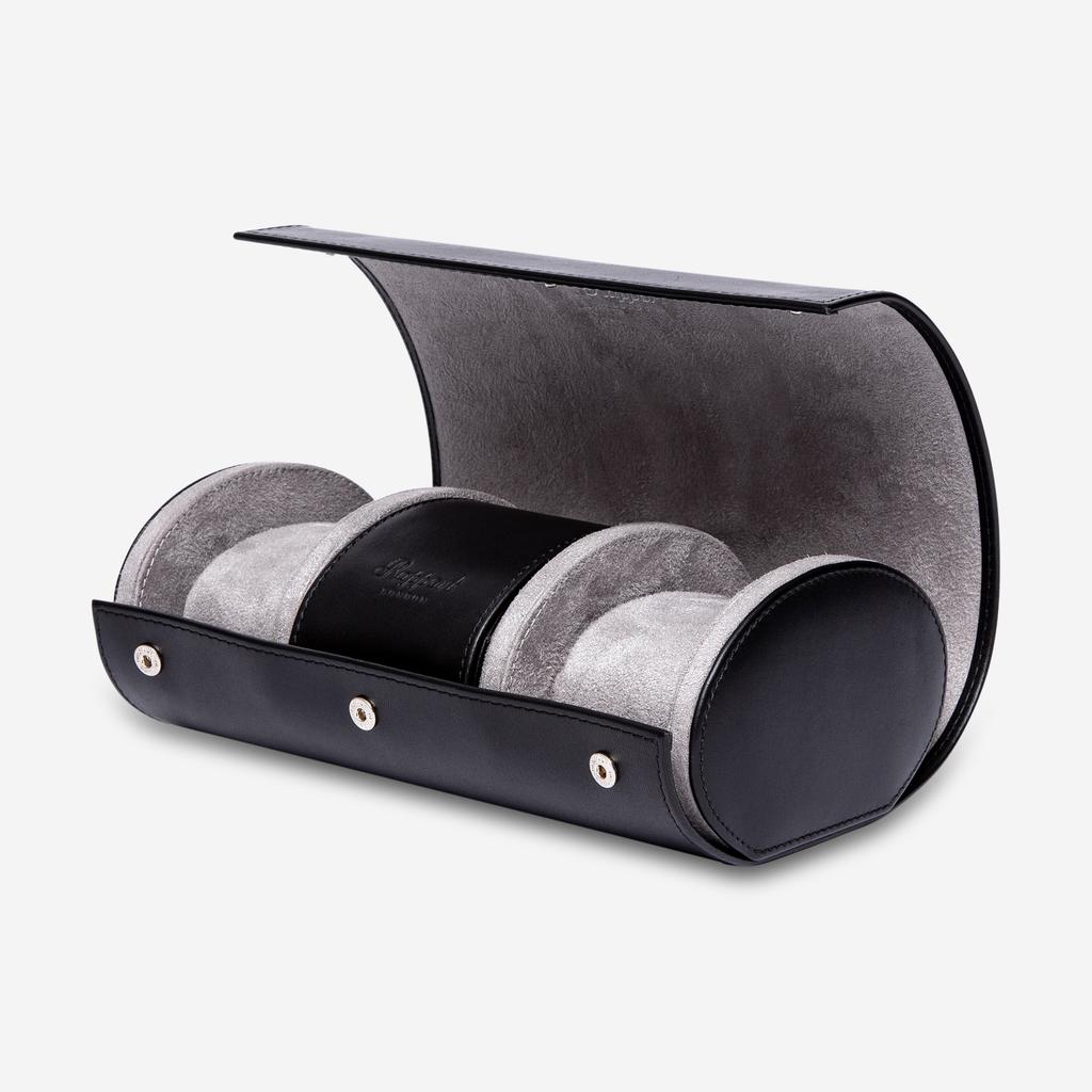 Rapport Rapport Hyde Park Black Leather Three Watch Roll D281