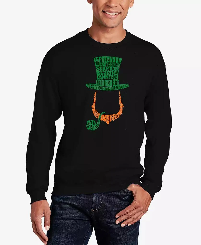 LA Pop Art Men's Leprechaun Word Art Crewneck Sweatshirt 1