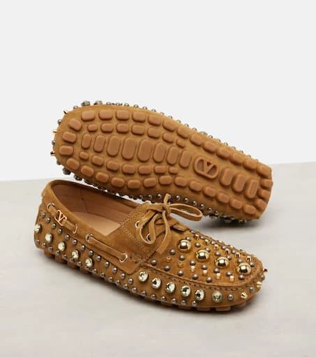Valentino Fastaway embellished suede driving shoes 5