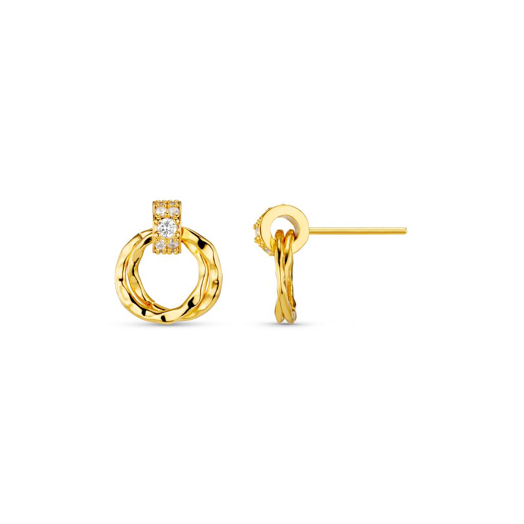 Orelia London Mini Pave & Open Circle Interlocking Stud Earrings
