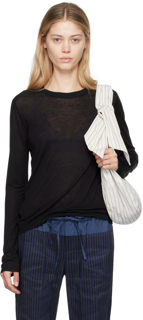 Baserange Black Bamboo Lyocell Long Sleeve T-Shirt 1