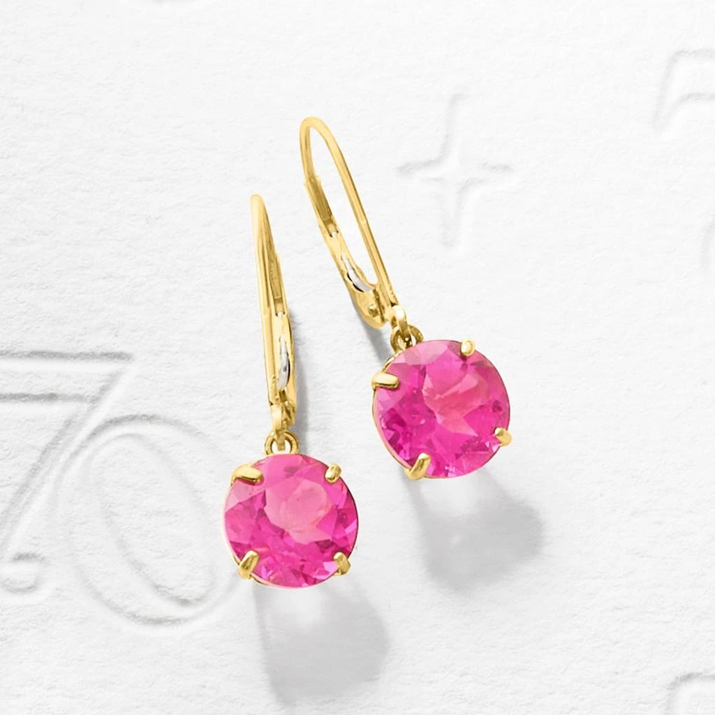 Ross-Simons Pink Topaz Drop Earrings in 14kt Yellow Gold 3