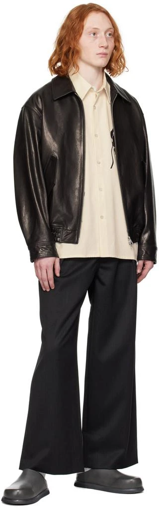 Dunst Black Spread Collar Leather Jacket 4