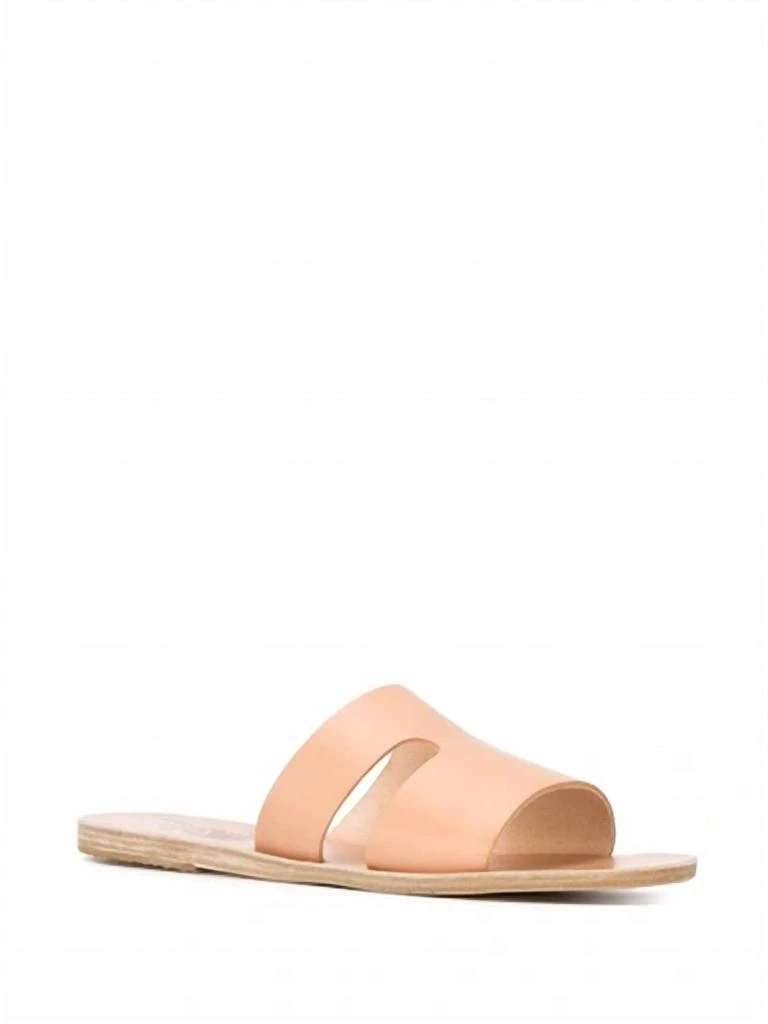 ANCIENT GREEK SANDALS Women's Apteros Slide Leather Flat Sandals In Natural 1