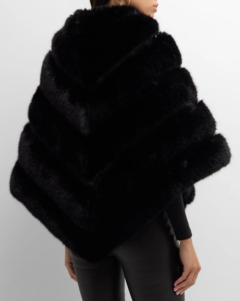Adrienne Landau Asymmetric Striped Faux Fur Poncho 3