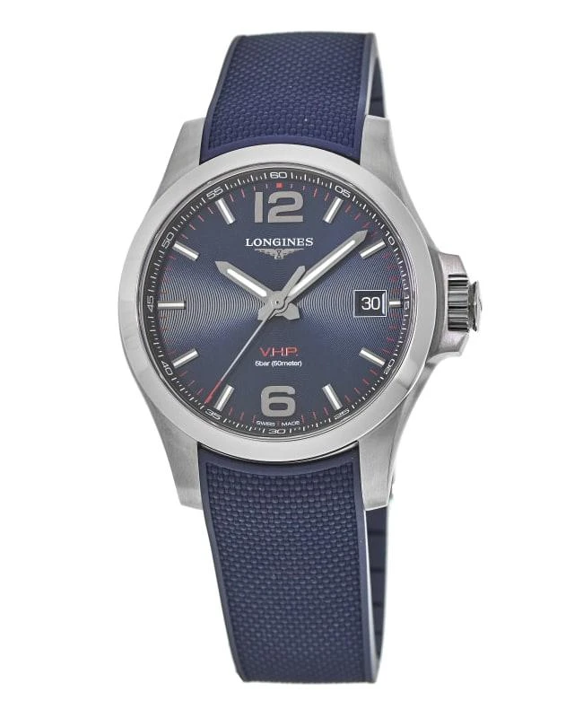 Longines Longines Conquest V.H.P. 43mm Blue Dial Rubber Strap Men's Watch L3.726.4.96.9 1