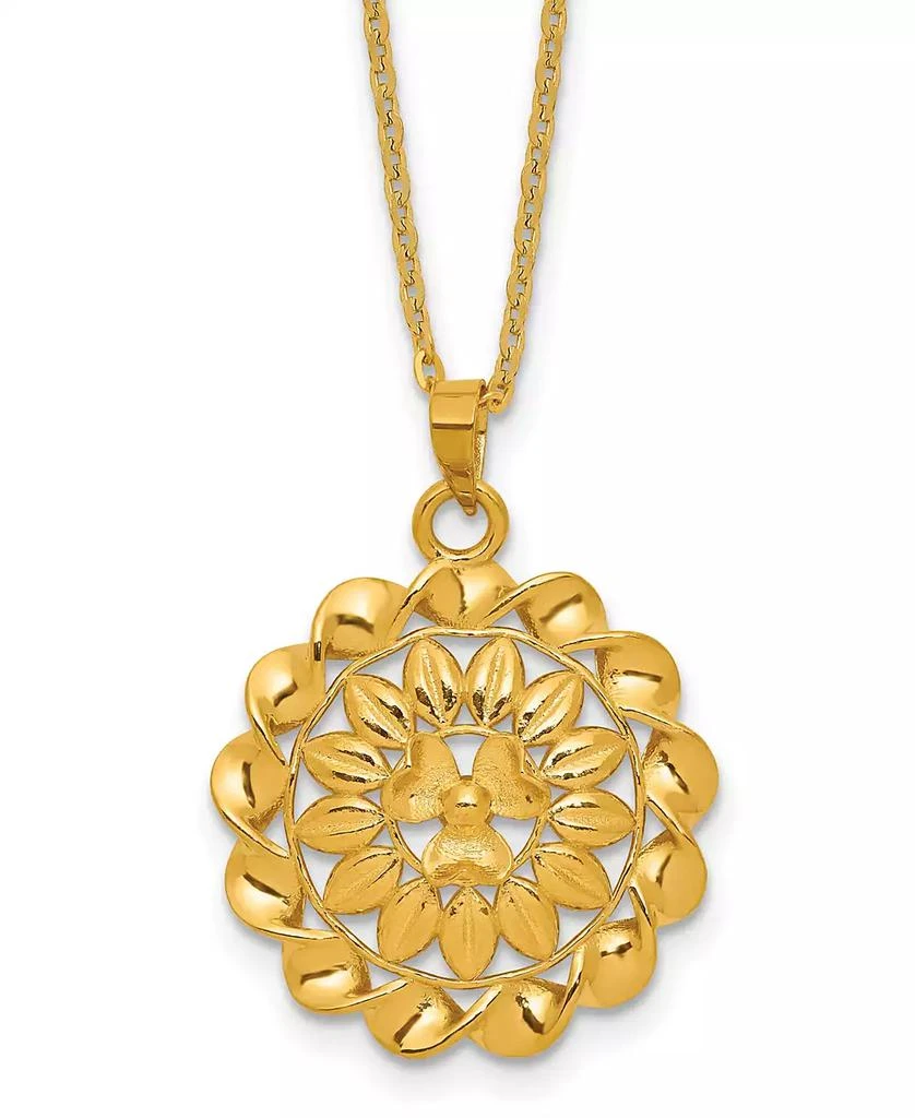 Macy's Flower Cable Chain Pendant Necklace in 24k Yellow Gold 1