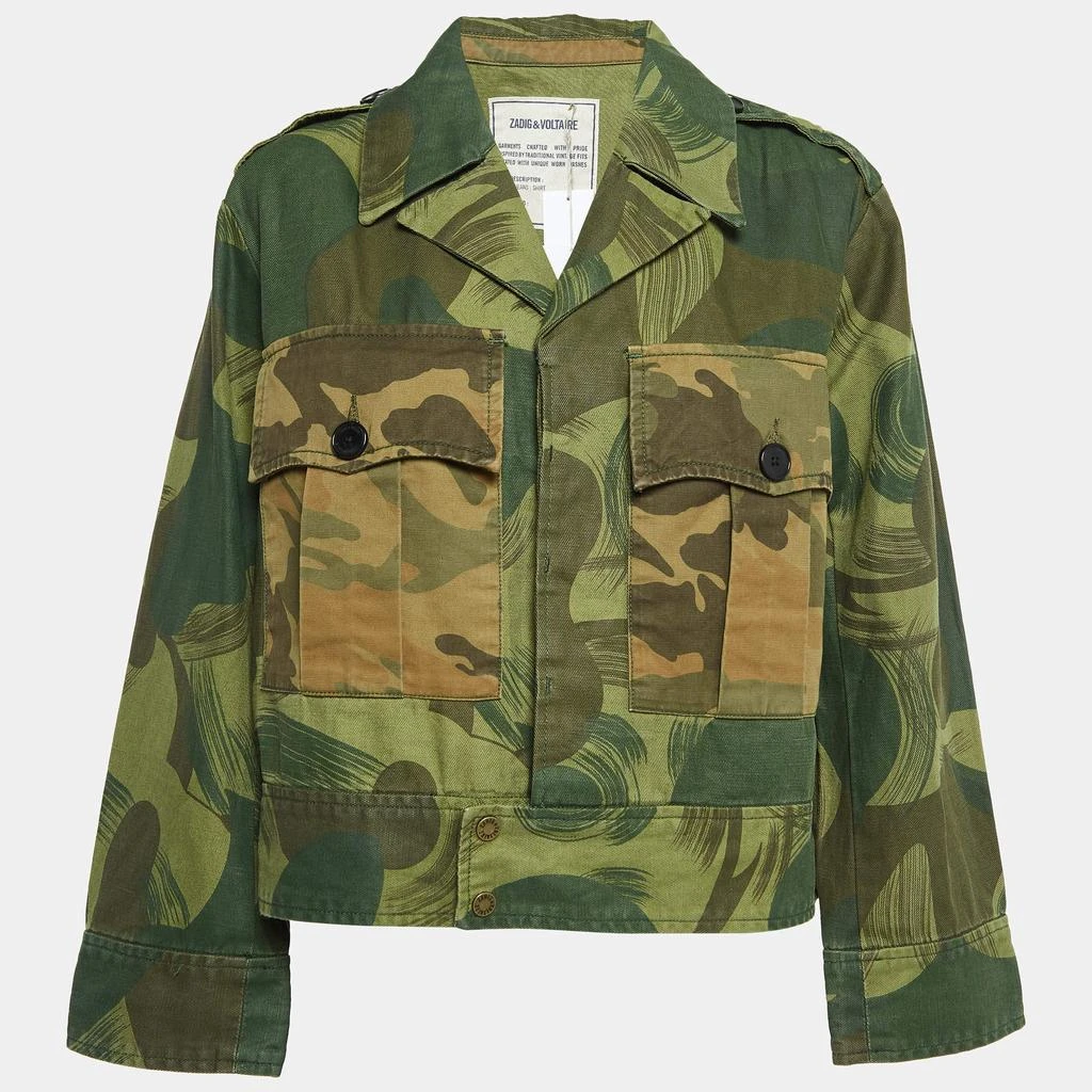 ZADIG & VOLTAIRE Zadig & Voltaire Military Green Camouflage Cotton Blend Button Front Jacket S 1