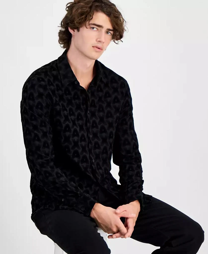 Armani Exchange Men's Flocking Woven Logo Shirt 2