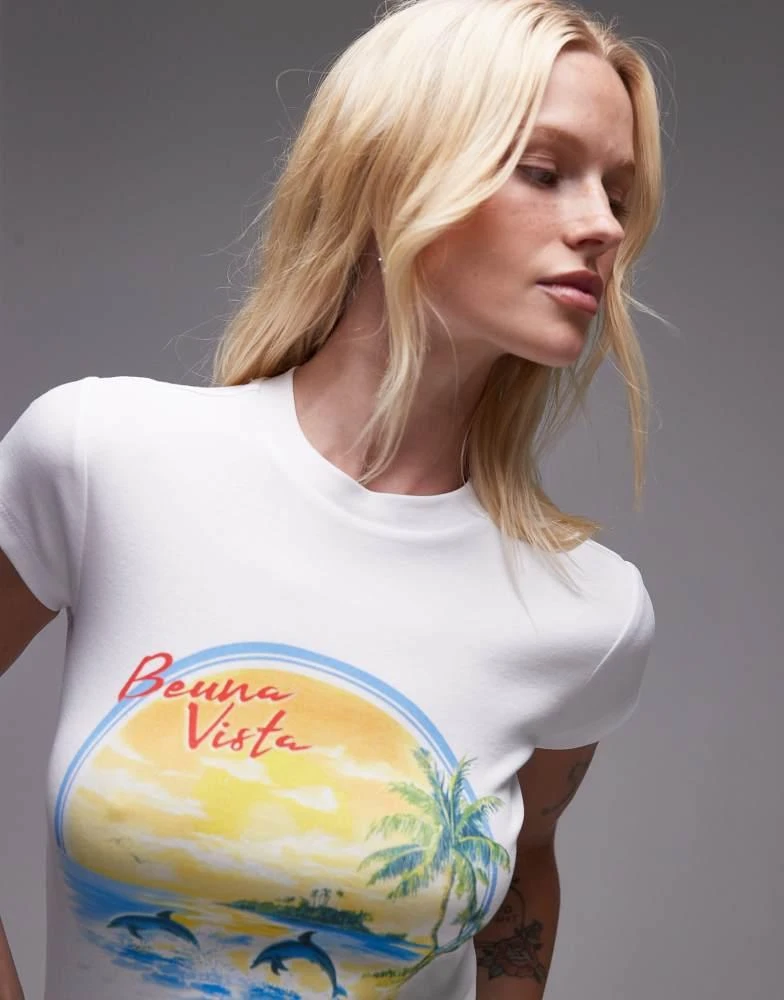 Topshop Topshop graphic Bueno Vista holiday everyday t-shirt in white 4