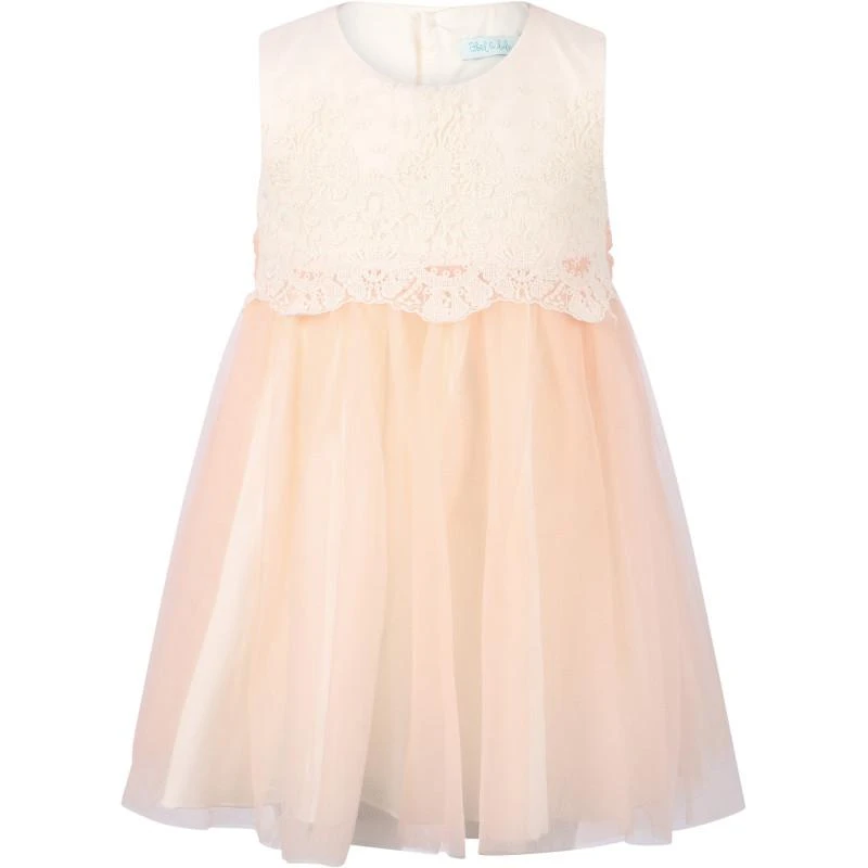 Abel & Lula Rich lace and tulle baby dress with bloomers in salmon pink 2