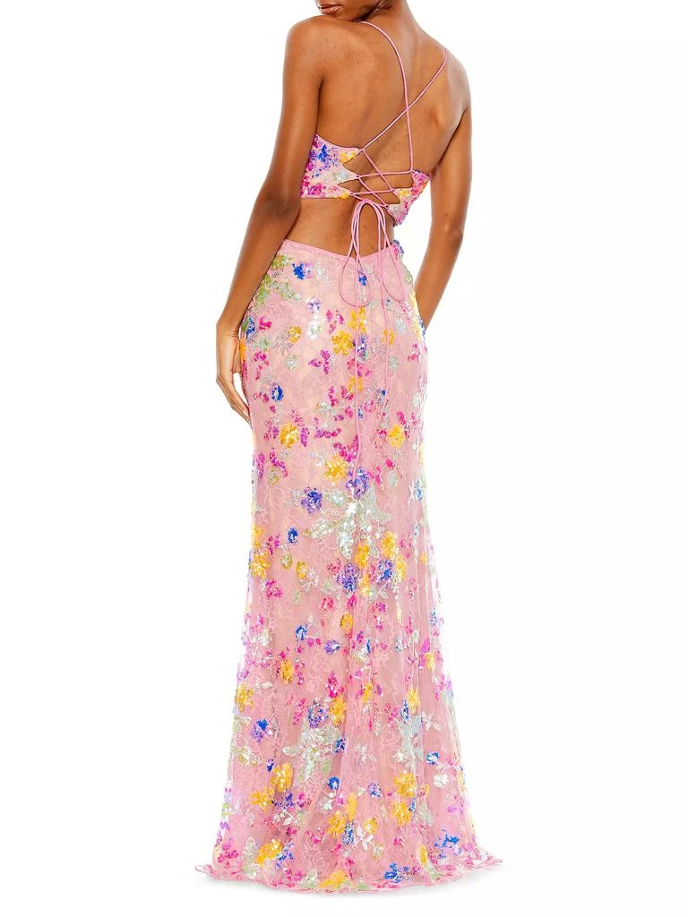 Mac Duggal Metallic Floral Sheath Gown 3