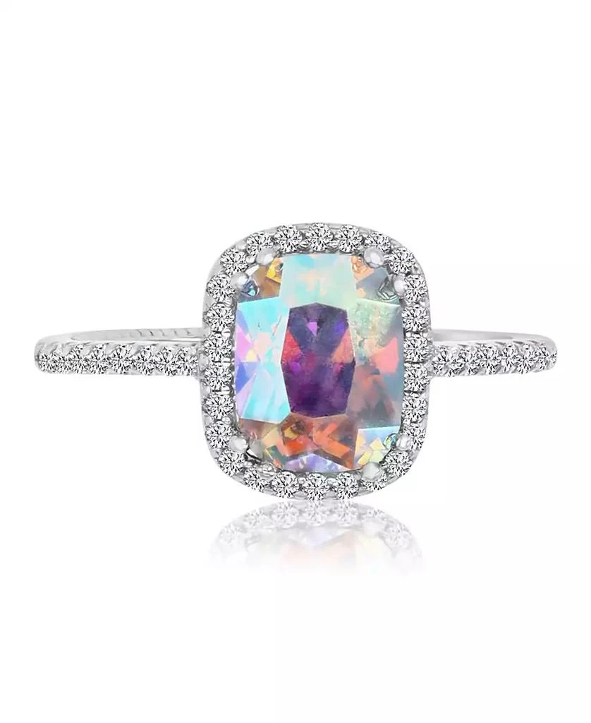 Macy
s Aurora Borealis (6.12 ct. t.w.) and Cubic Zirconia Cushion (6.13 ct. t.w.) Cut Halo Ring