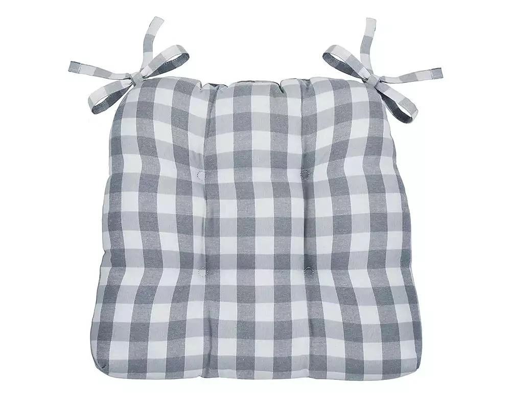 Kate Aurora Country Living Gingham Plaid Checkered Country Farmhouse Chair Cushion Pads - 6 Piece  16 in. L x 15 in. W x 3.5 in. D 3