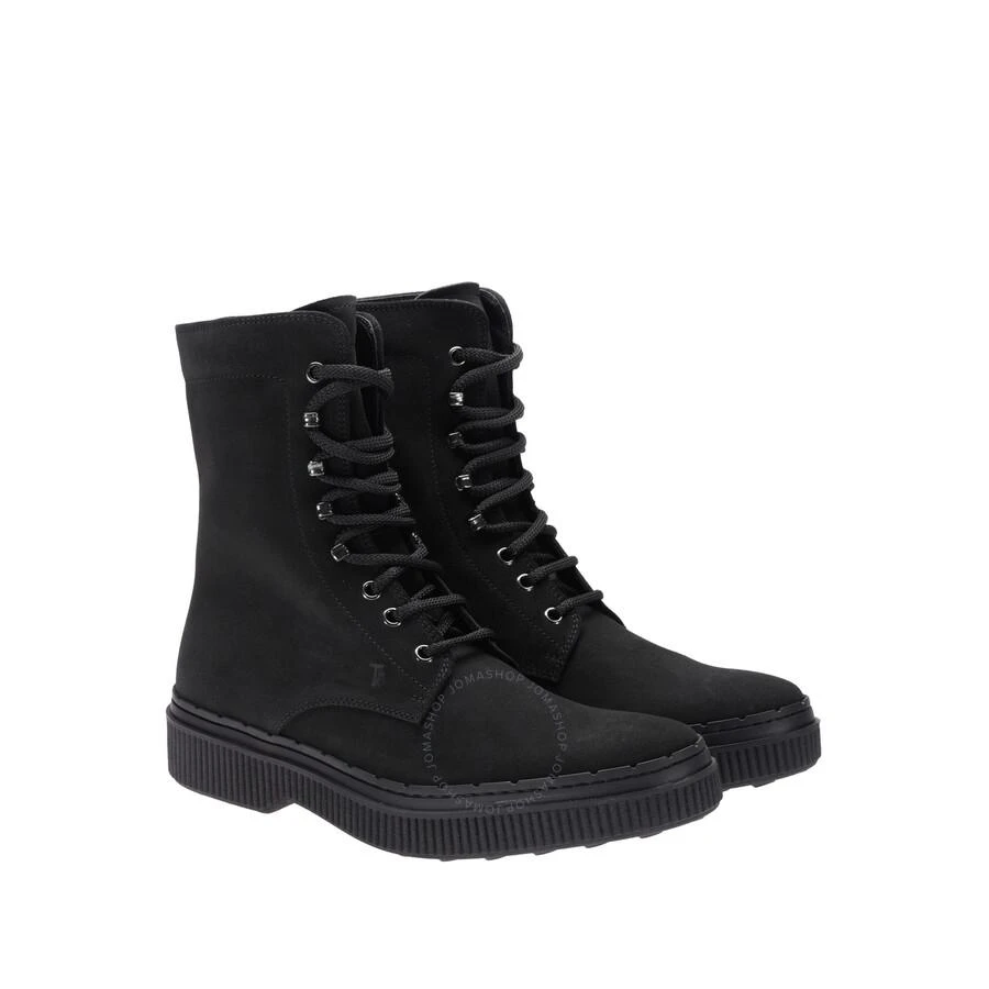 Tod's Men's Black Suede Lace-Up Stivaletto Gomma Ankle Boots 2