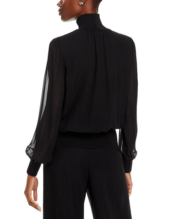 Lafayette 148 New York Knit Trim Turtleneck Blouse