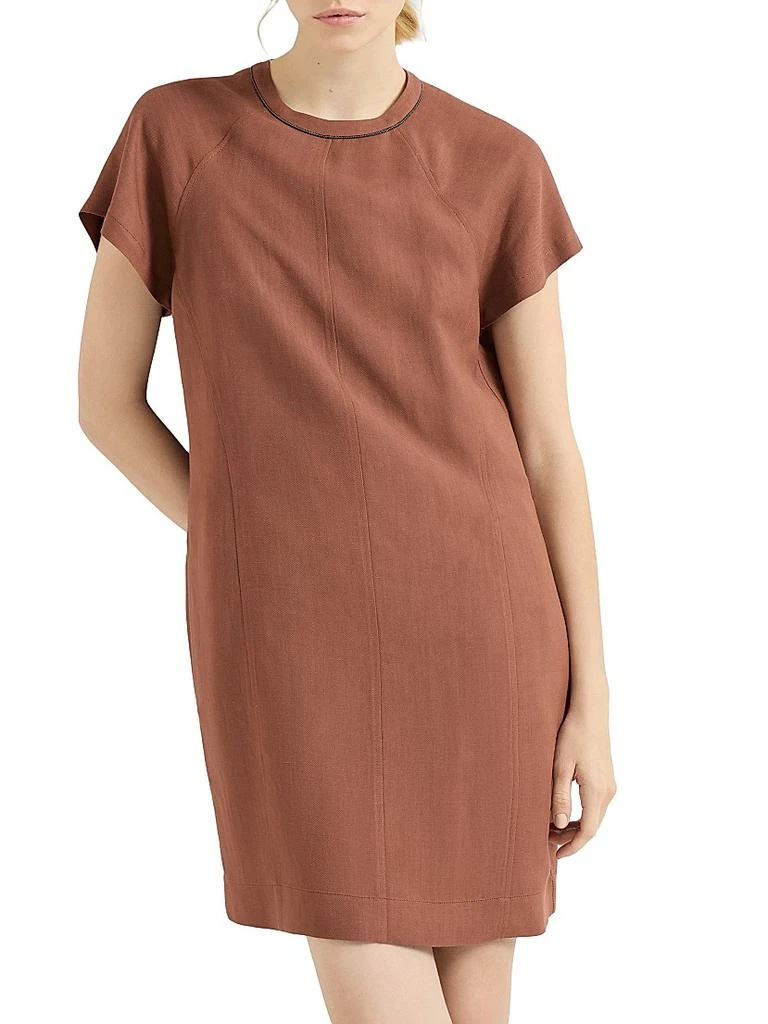 Brunello Cucinelli Viscose and Linen Fluid Twill T-Shirt Dress 5